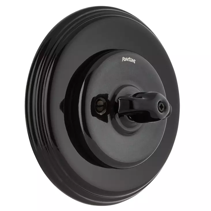 Impulssikytkin, vääntönupilla - Mustat posliinikytkimet - 516-026-7 - 1