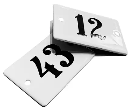 Emalikyltti no "18", 6 x 4 cm - Emaliset numerokilvet, pienet - 946-085-18 - 2