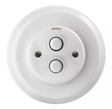 Kaksoisimpulssikytkin, painonapeilla - Valkoiset posliinikytkimet - 516-025-88 - 1