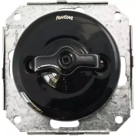 Kaksoisimpulssikytkin, vääntönupilla - Mustat posliinikytkimet - 516-041-8 - 1