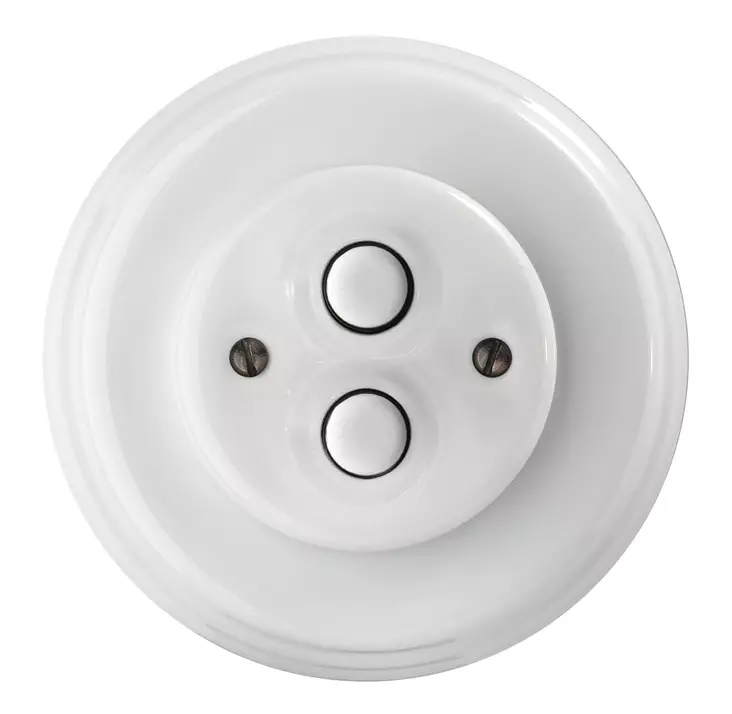 Kaksoisimpulssikytkin, painonapeilla - Valkoiset posliinikytkimet - 516-025-88 - 1