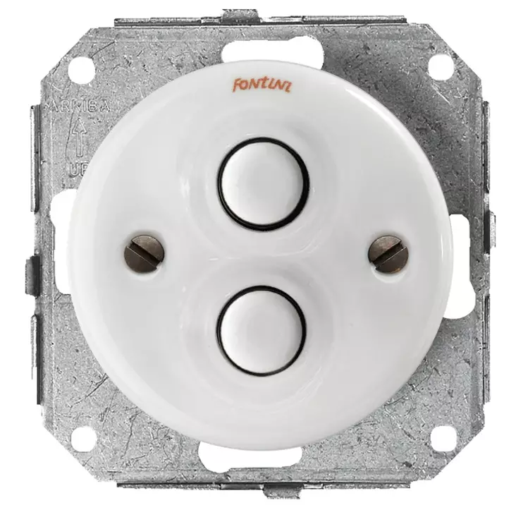 Kaksoisimpulssikytkin, painonapilla - Valkoiset posliinikytkimet - 516-040-88 - 1