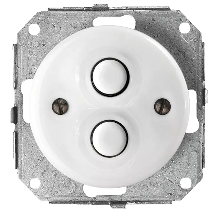 Kaksoisimpulssikytkin, painonapilla - Valkoiset posliinikytkimet - 516-040-88 - 1