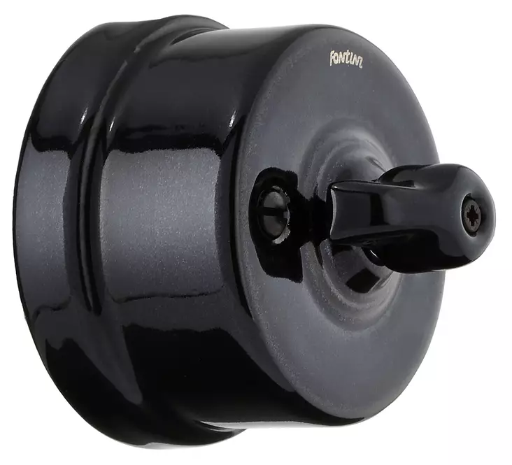 Posliini kaksoisimpulssikytkin impulssikytkin - Mustat posliinikytkimet - 516-003-8 - 1