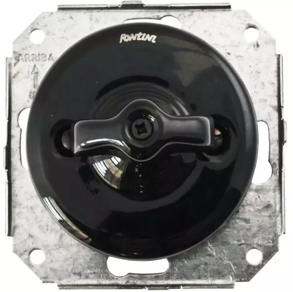 Kaksoisimpulssikytkin, vääntönupilla - Mustat posliinikytkimet - 516-041-8 - 1