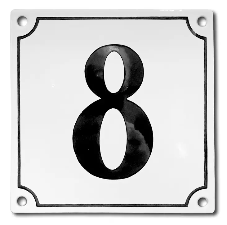 Talonumero 12 x 12 cm, emaloitu - Emaliset numerokilvet, kork. 12 cm - 944-010-8 - 1