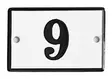 Emalikyltti no "9", 6 x 4 cm - Emaliset numerokilvet, pienet - 946-084-9 - 1