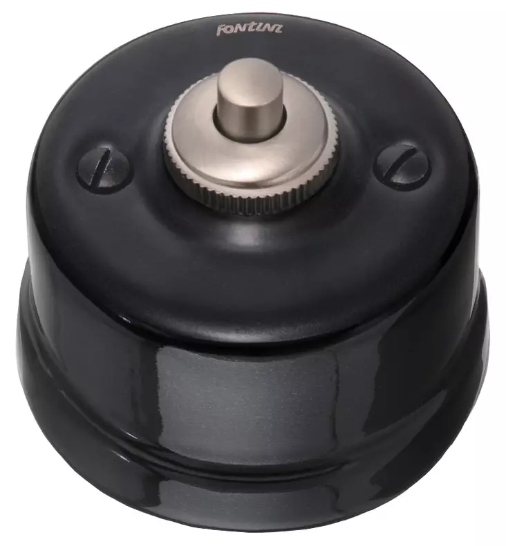 Impulssikytkin, painonapilla - Mustat posliinikytkimet - 516-003-99 - 1