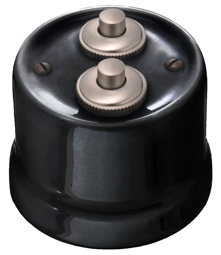 Kaksoisimpulssikytkin, painonapeilla - Mustat posliinikytkimet - 516-003-9 - 1