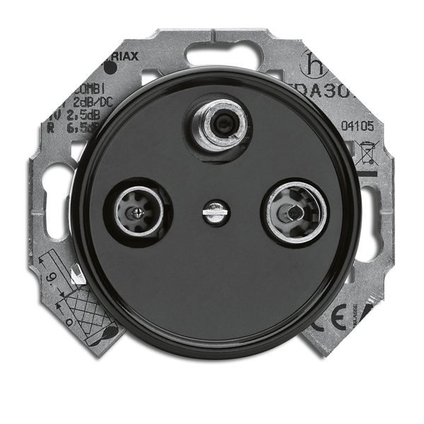 RTV+TV+ SAT - Mustat bakeliittipistorasiat - 517-141-19 - 1