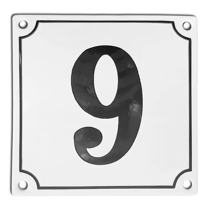 Talonumero 12 x 12 cm, emaloitu - Emaliset numerokilvet, kork. 12 cm - 944-010-9 - 1