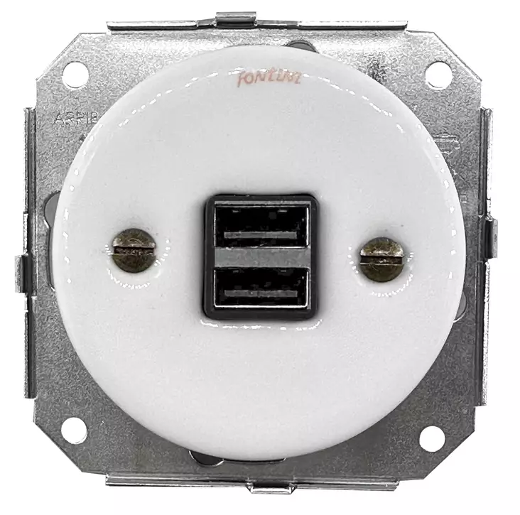 USB A -pistorasia, tupla - Valkoiset posliinipistorasiat - 517-041-9 - 1