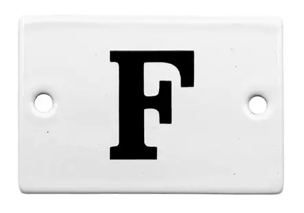 Kirjain 6 x 4 cm, emaloitu - Emaliset kirjainkilvet - 947-042-F - 2