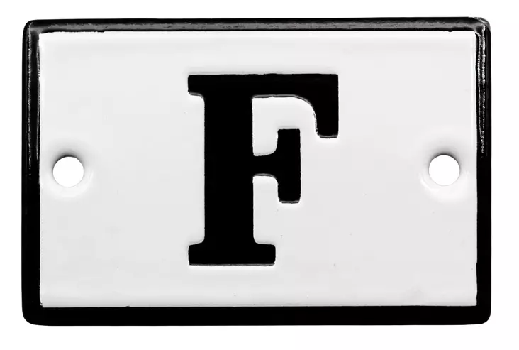 Kirjain 6 x 4 cm, emaloitu - Emaliset kirjainkilvet - 947-042-F - 1