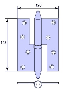 Nostosarana, kork. 14,8 cm (laakeroitu) - Kartiopäiset saranat - 105-115R - 2